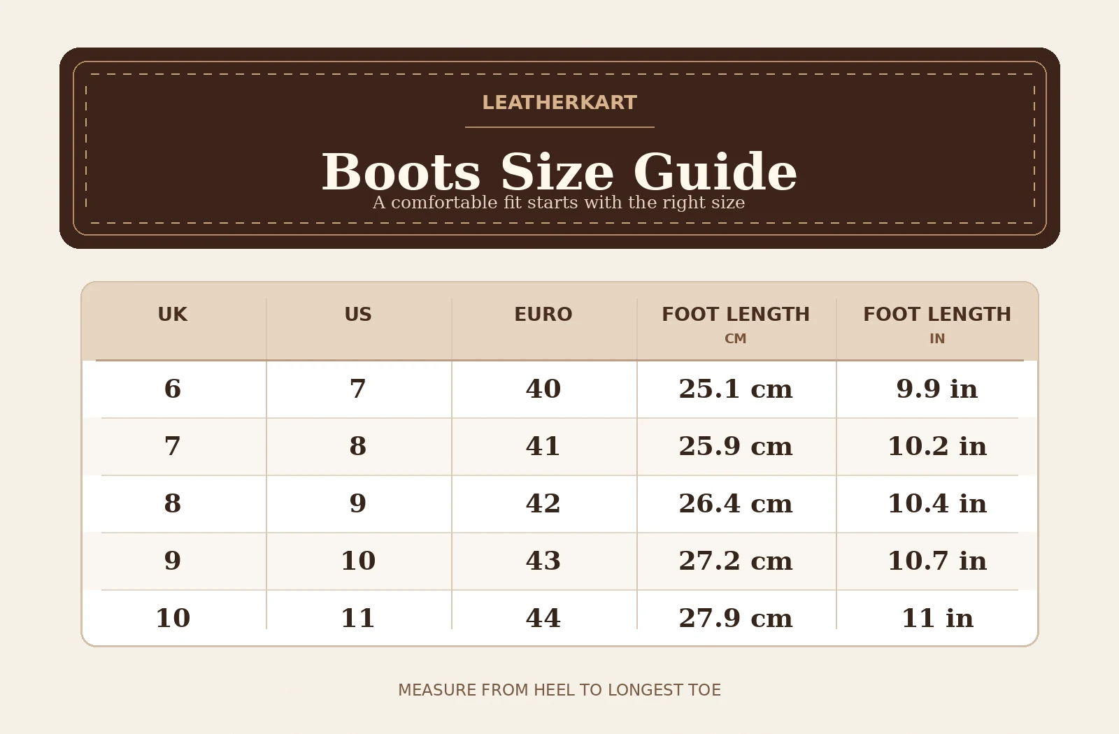 Allen Cooper Genuine Leather High Ankle Boots for Men - Brown (AC-K-488) size chart