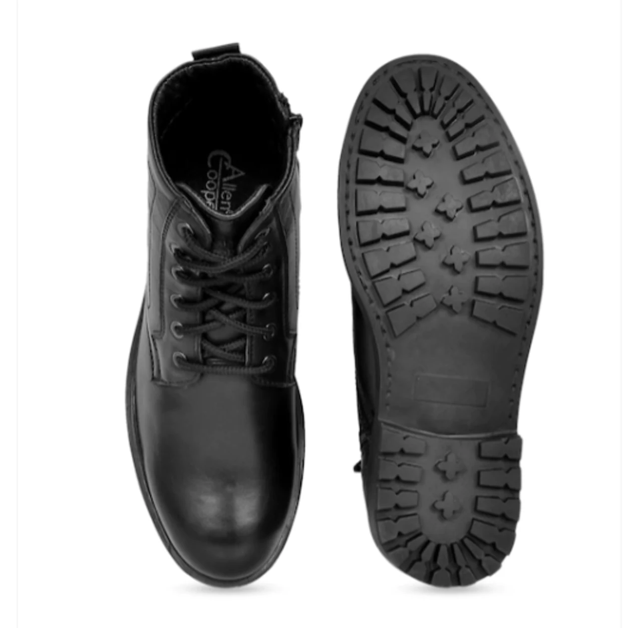 Allen Cooper Genuine Leather High Ankle Boots for Men - Black