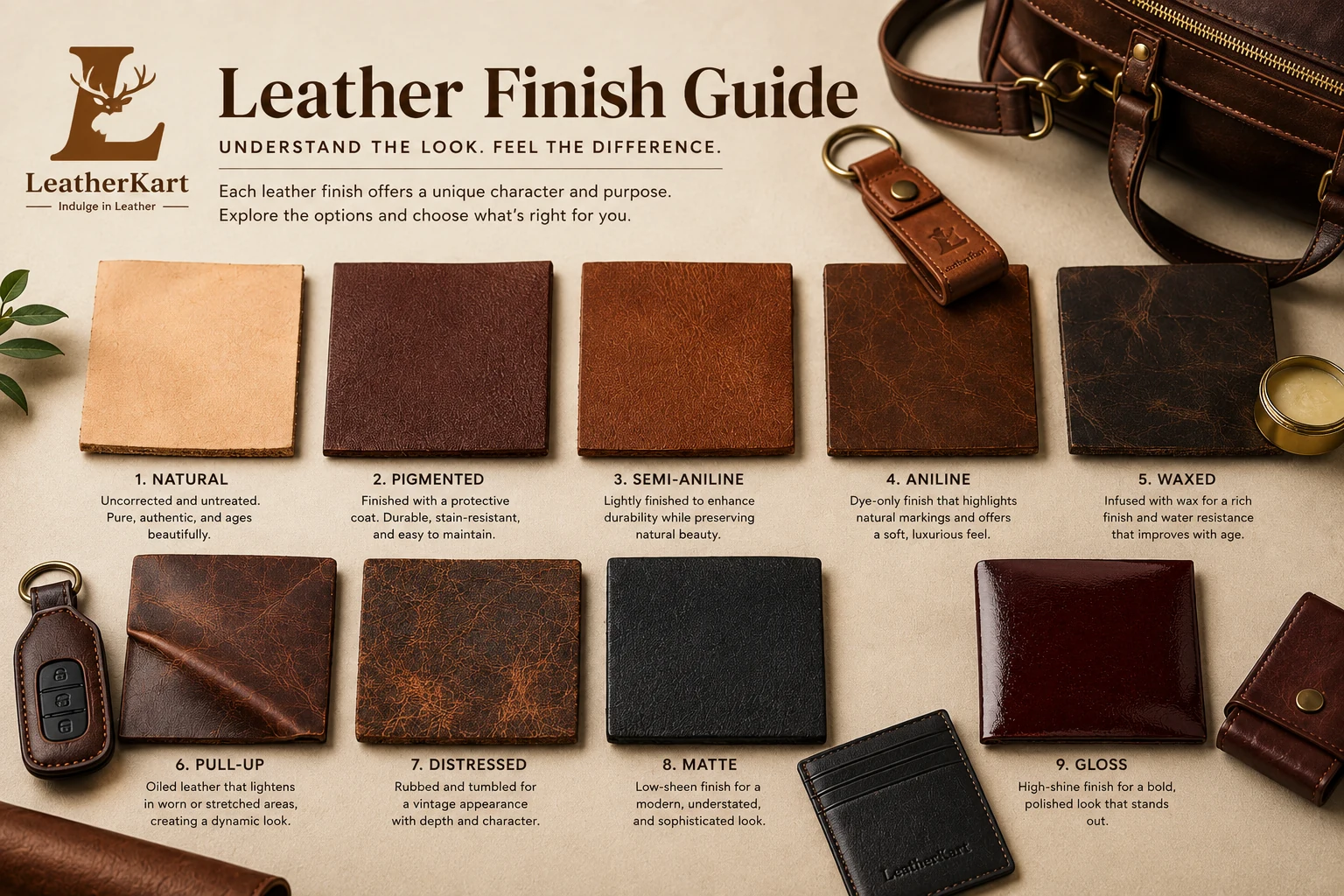 Leather Finish Explained: 9 Types of Leather Finish | LeatherKart