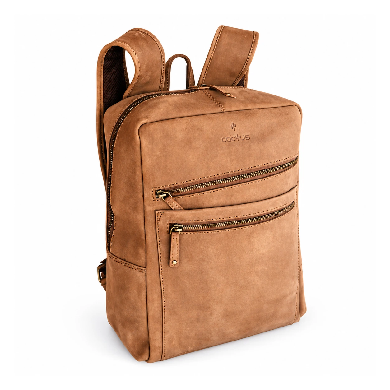 Cactus Brown Leather Laptop Backpack – Business, Work & Travel Backpack