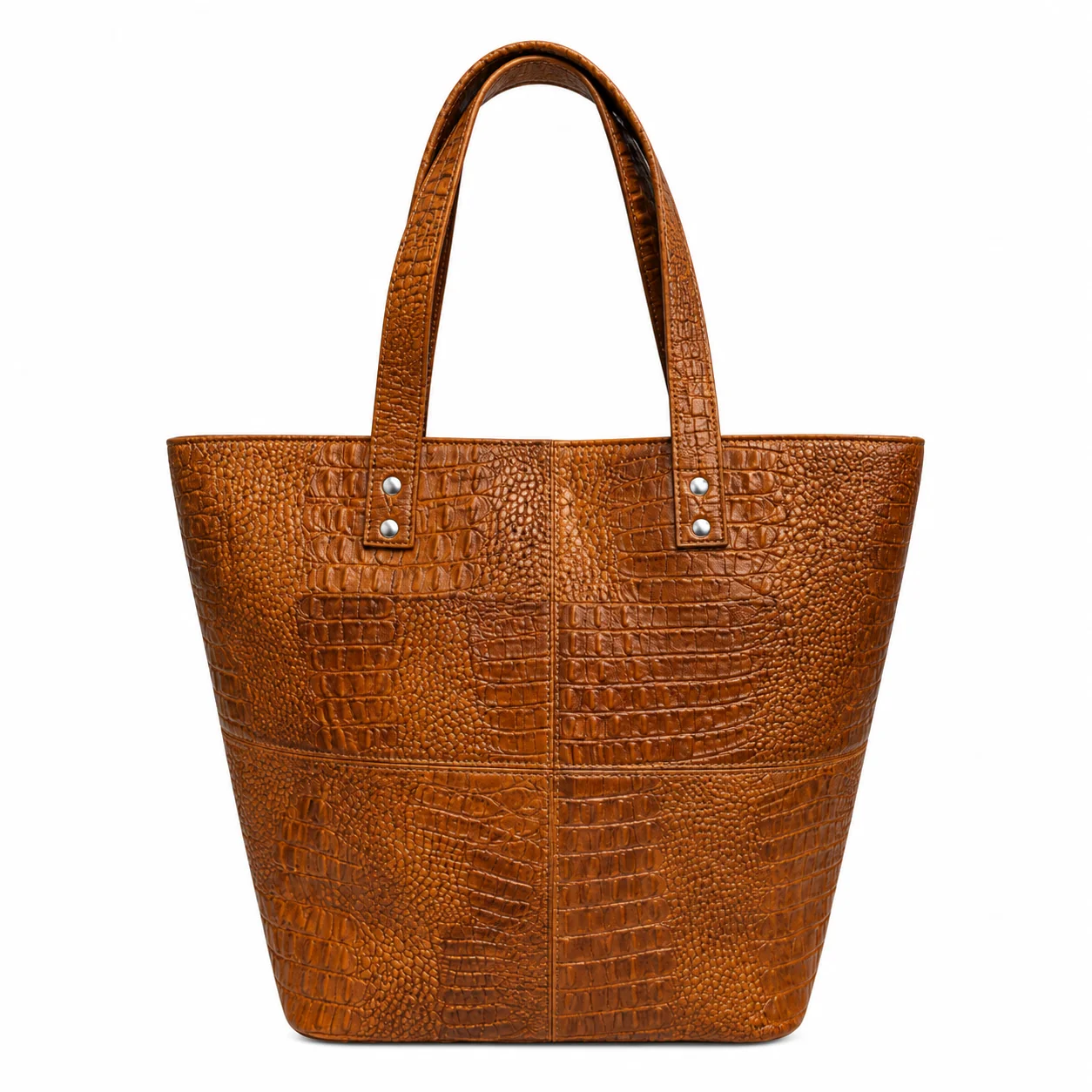 Leatherkart Tan Croc-Embossed Genuine Leather Tote Bag for Women - Tan